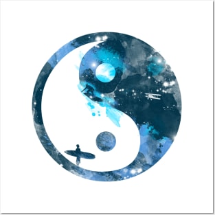 yin yang surfers Posters and Art